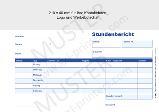 Stundennachweis Stundenzettel